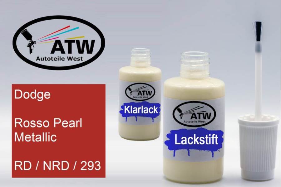 Dodge, Rosso Pearl Metallic, RD / NRD / 293: 20ml Lackstift + 20ml Klarlack - Set, von ATW Autoteile West.